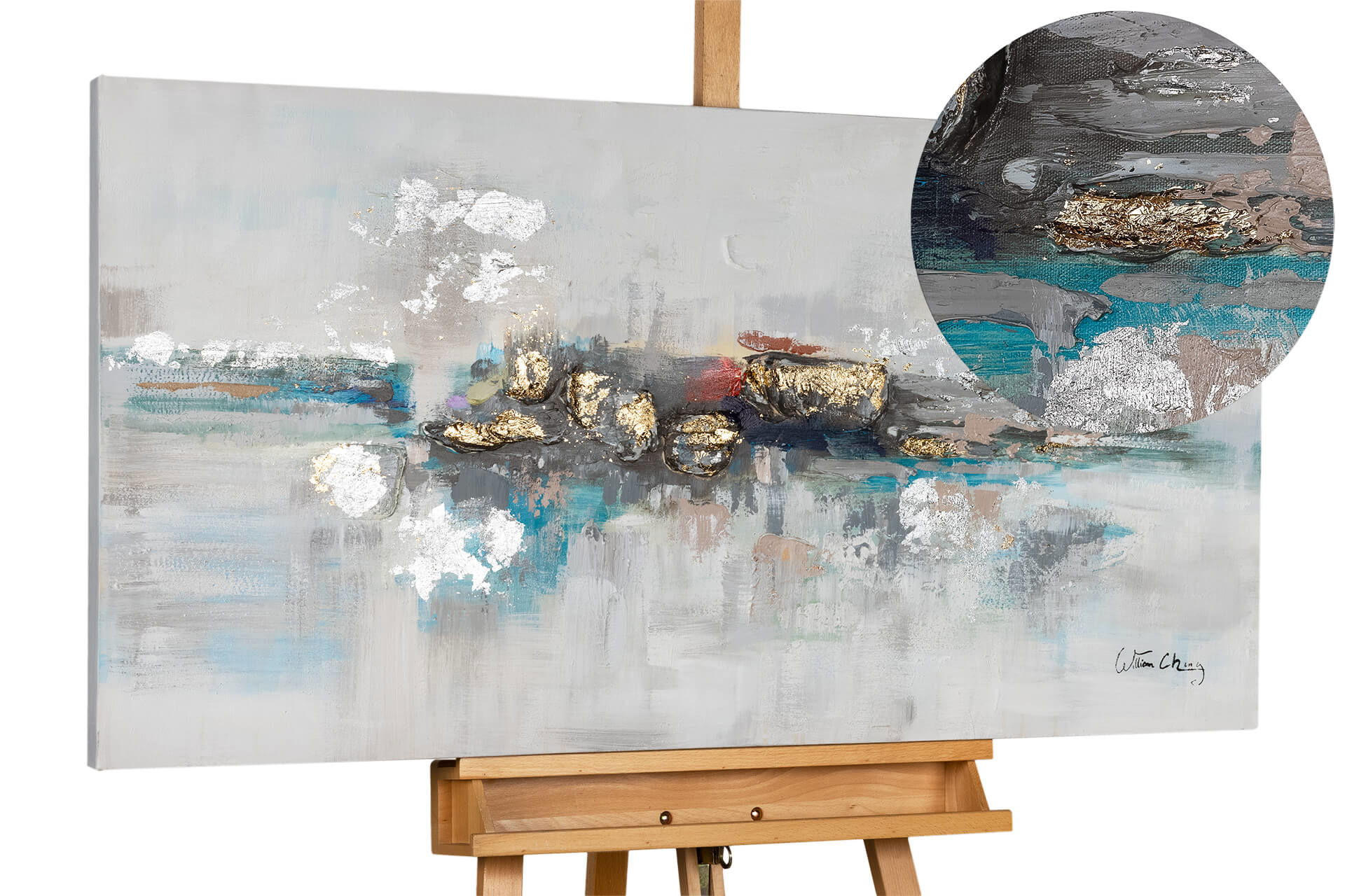 ÖLGEMÄLDE 120/60 cm - Grau, Holz/Textil (1.76/60cm) - KUNSTLOFT