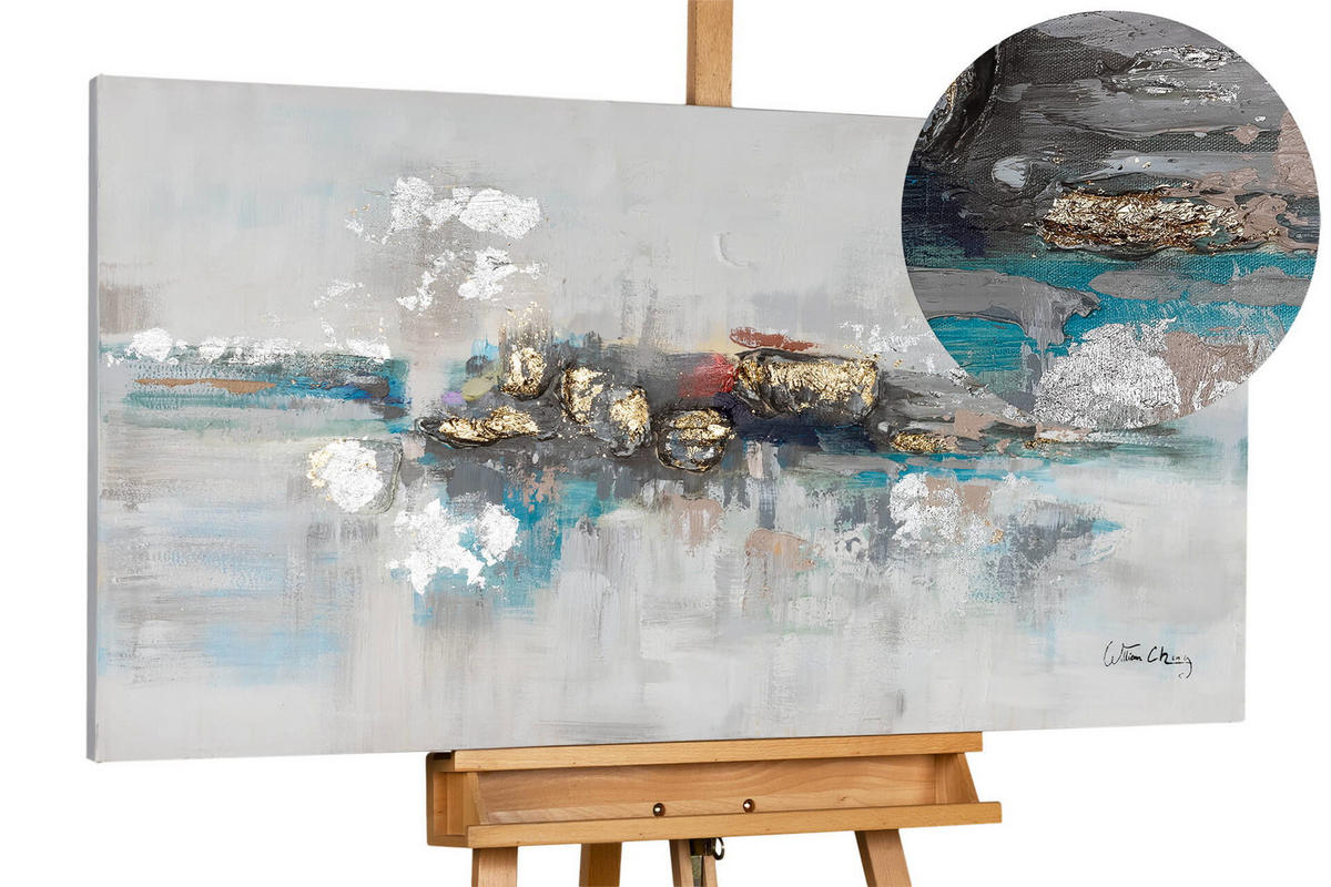 ACRYLBILD HANDGEMALT 120/60 cm - Grau, Holz/Textil (120/60cm) - KUNSTLOFT