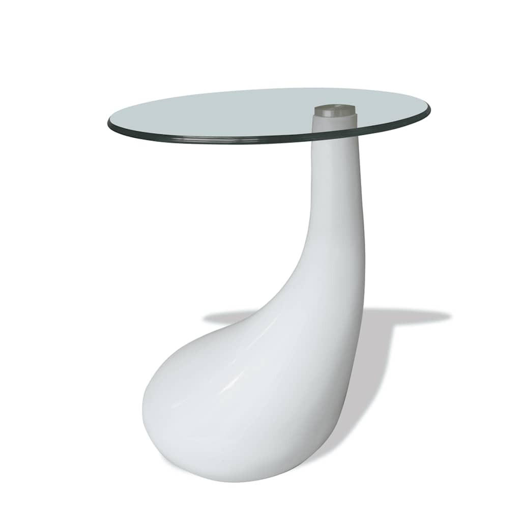 COUCHTISCH mit Runder Glasplatte Hochglanz Weiß - Weiß, Kunststoff (42/42/55cm) - furnicato