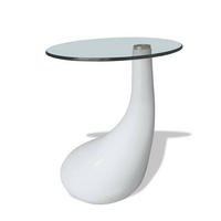 COUCHTISCH mit Runder Glasplatte Hochglanz Weiß - Weiß, Kunststoff (42/42/55cm) - furnicato