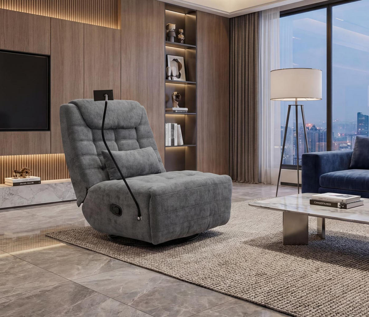 RELAXSESSEL Dunkelgrau - Dunkelgrau, Textil (82/96/163cm) - MCW