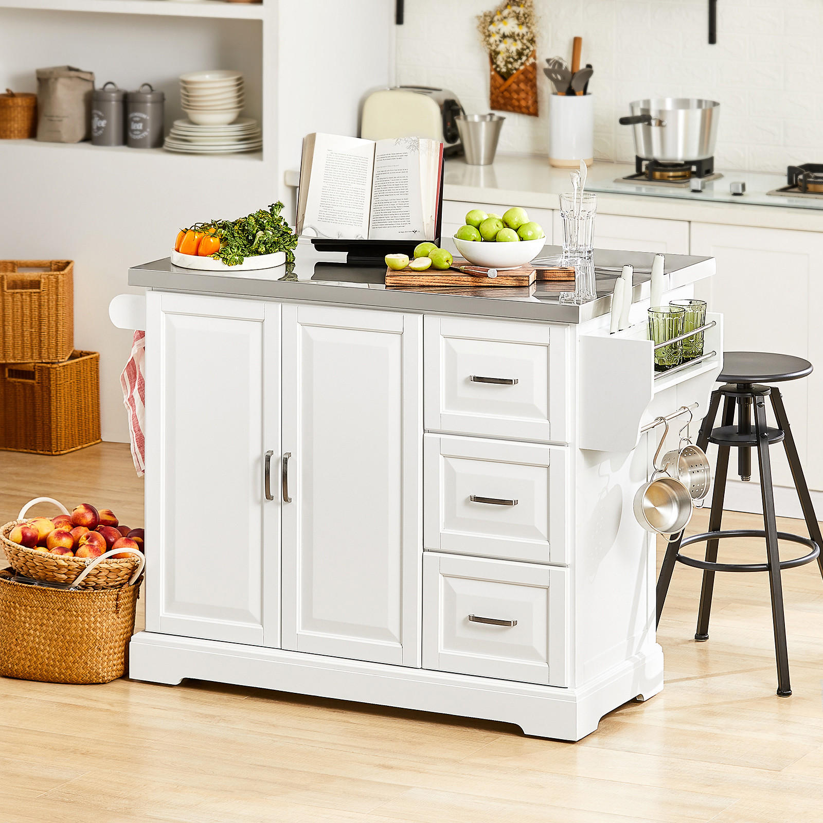 KÜCHENINSEL Weiß - Weiß/Grau, Holzwerkstoff (130/91/46cm) - SoBuy