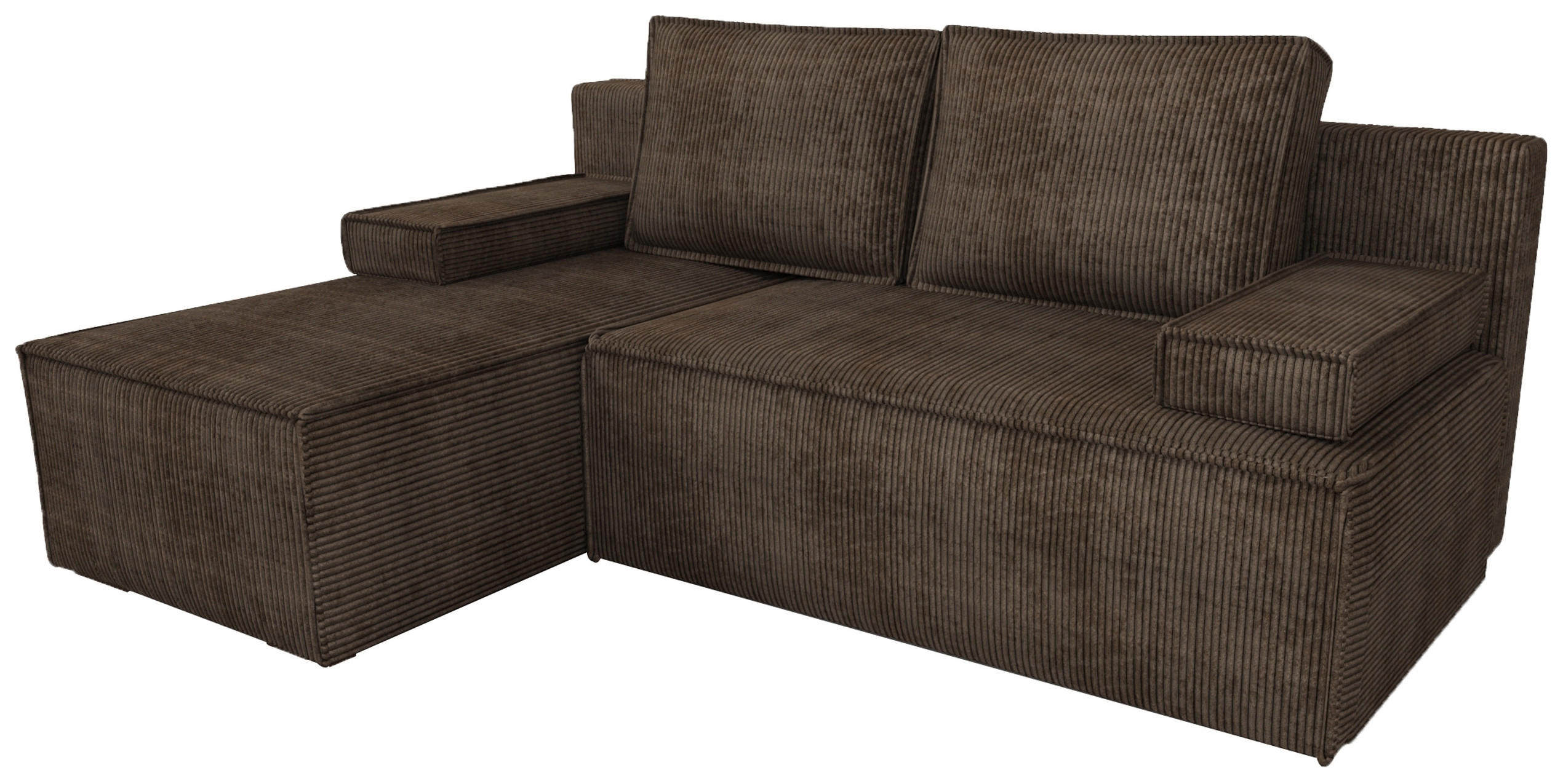 ECKSOFA Caspar mit Schlaffunktion Braun Cord - Braun, Textil (200/141cm) - Bromarkt