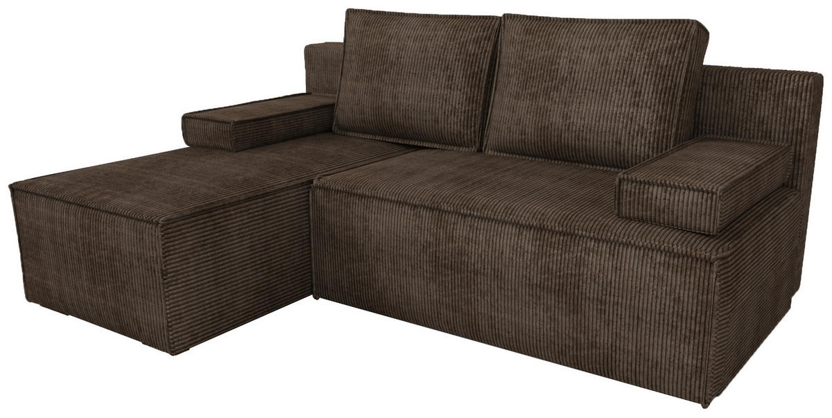 ECKSOFA Caspar mit Schlaffunktion Braun Cord - Braun, Textil (200/141cm) - Bromarkt