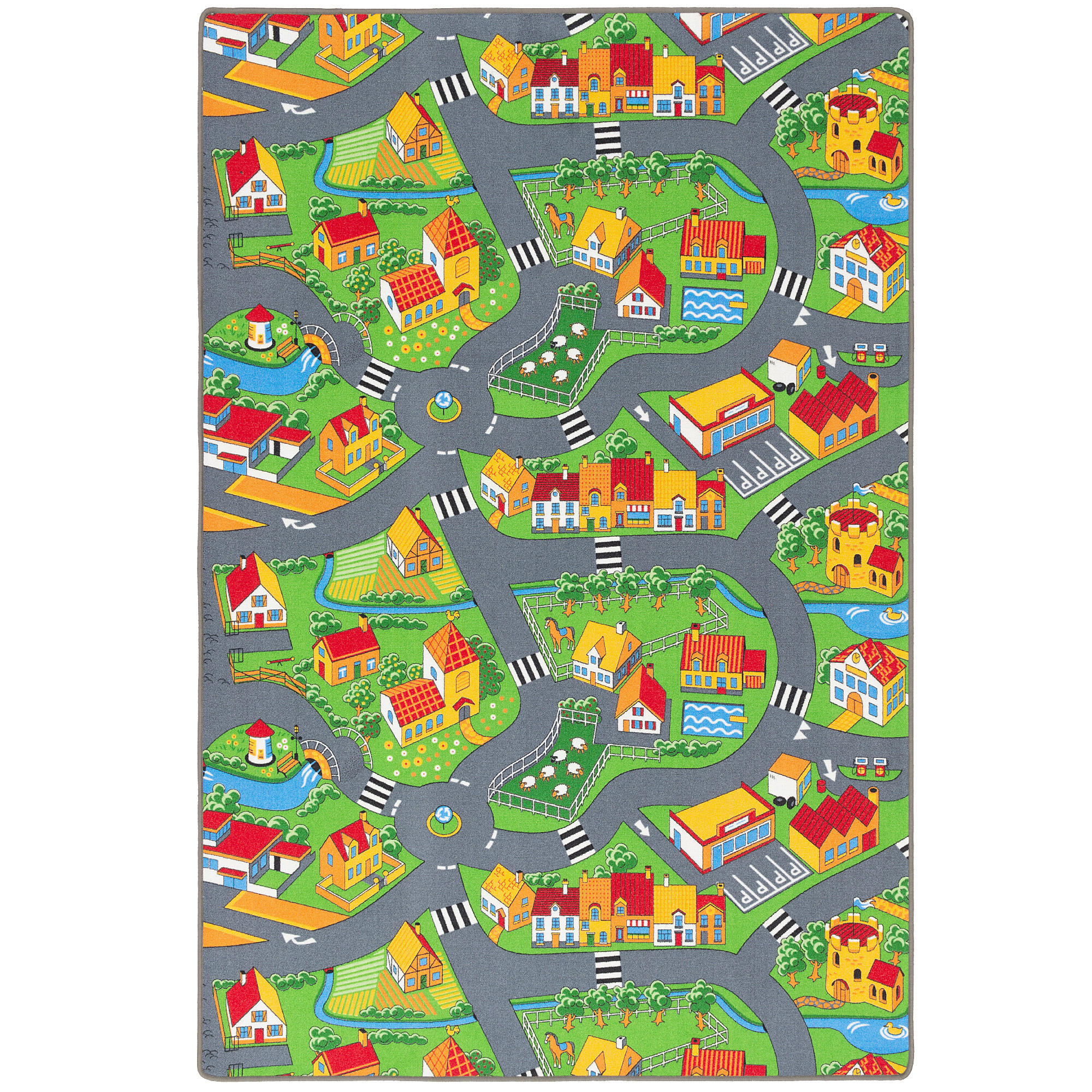 KINDER SPIEL STRASSENTEPPICH - Grün, Textil (140/200cm) - Snapstyle