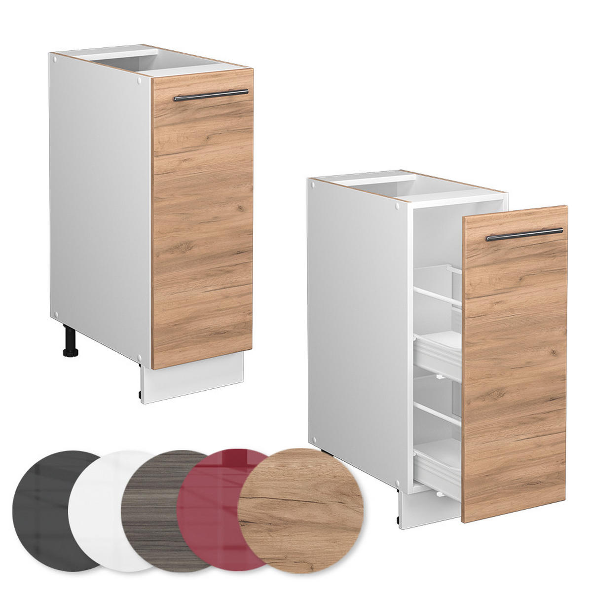 APOTHEKERSCHRANK Fame-Line Goldkraft Eiche 30 cm, AP Eiche - Eiche Wotan/Weiß, Holzwerkstoff (30/82/60cm) - Vicco