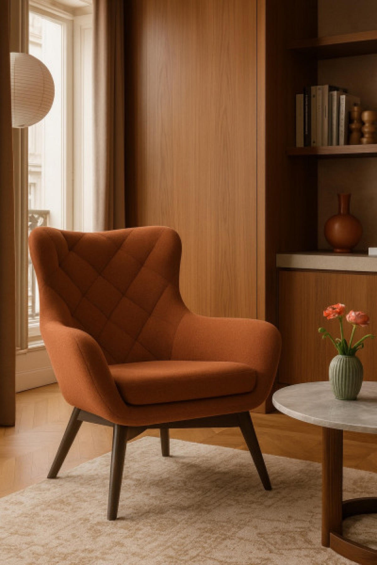 SESSEL Kupfer LISA CARO Auf Holzbeinen - Kupferfarben, Textil (88/108/88cm) - Sepro Meble