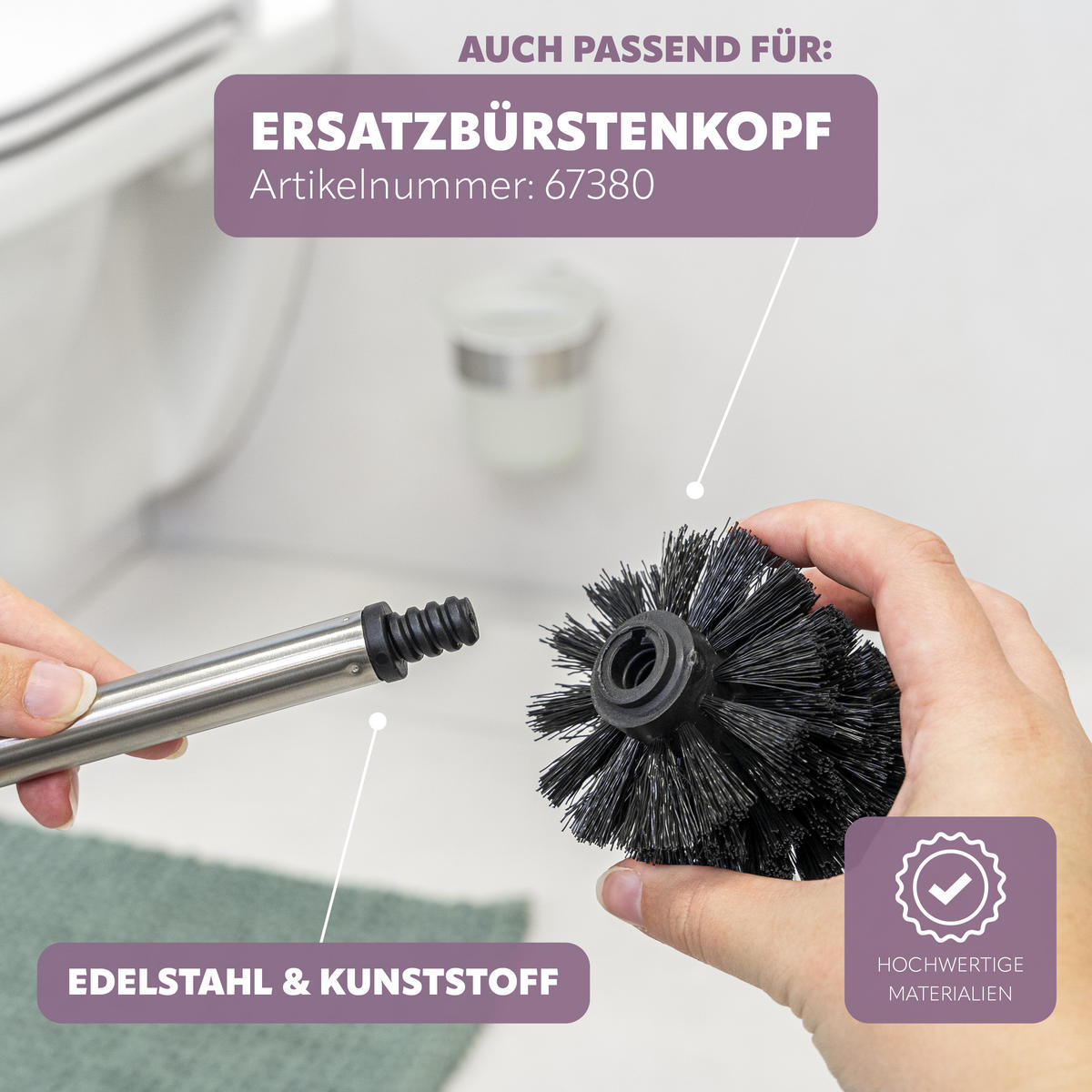 ERSATZBÜRSTENGRIFF PIAZZA, Edelstahl, matt - Edelstahlfarben, Metall (2.5/27cm) - bremermann