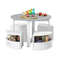KINDERTISCHE mit Stühlen grau(5-tlg) - Grau, Holzwerkstoff (79/51/79cm) - COSTWAY