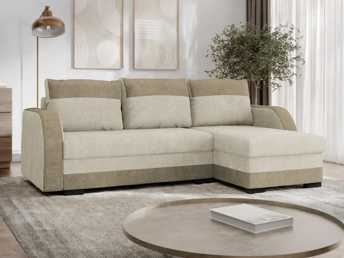 ECKSOFA Jozef - Sandfarben/Creme, Holz/Textil (230/140cm) - MIRJAN24