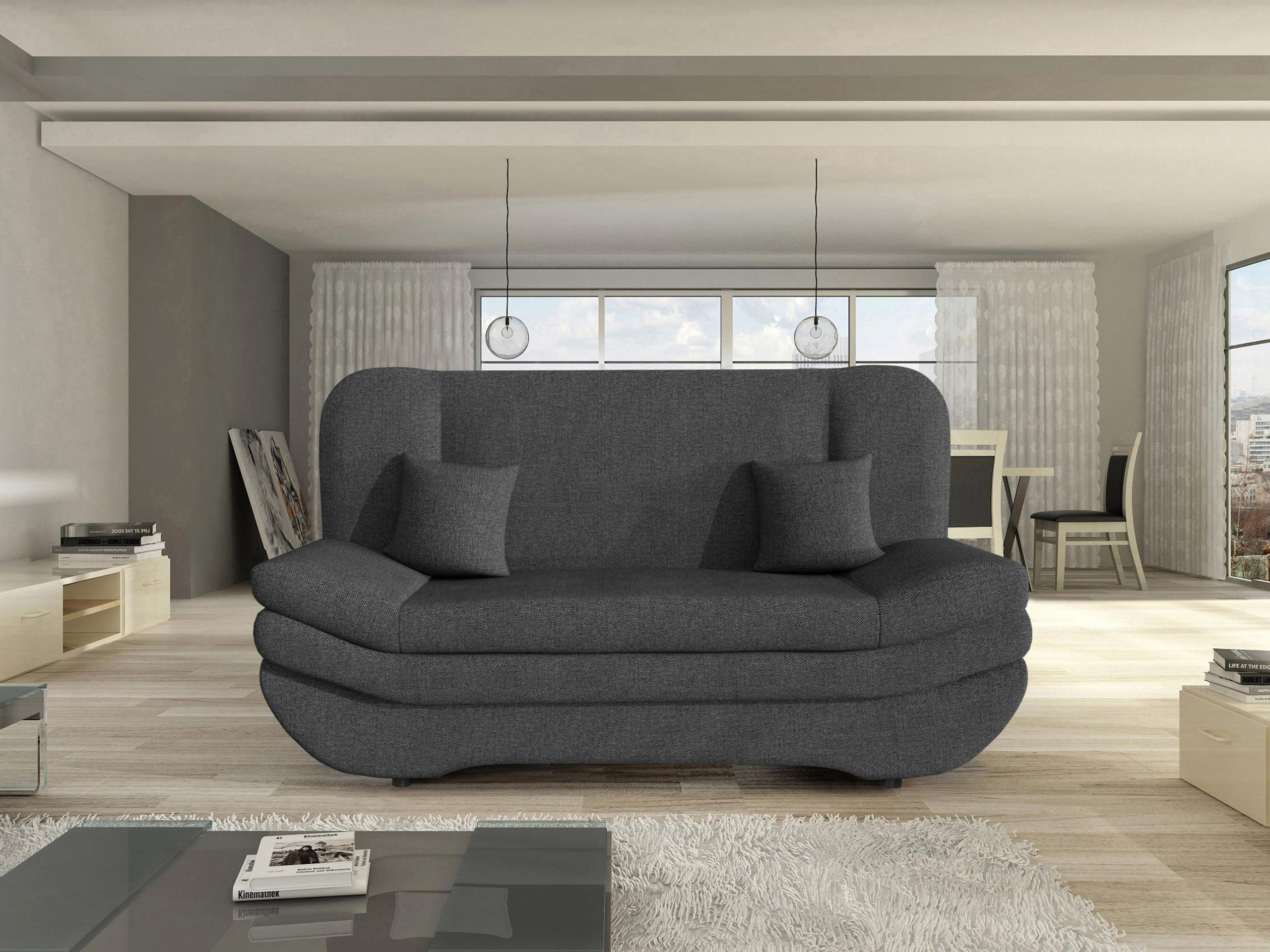 SCHLAFSOFA Weronika - Dunkelgrau/Schwarz, Holz/Kunststoff (200/95/90cm) - MIRJAN24