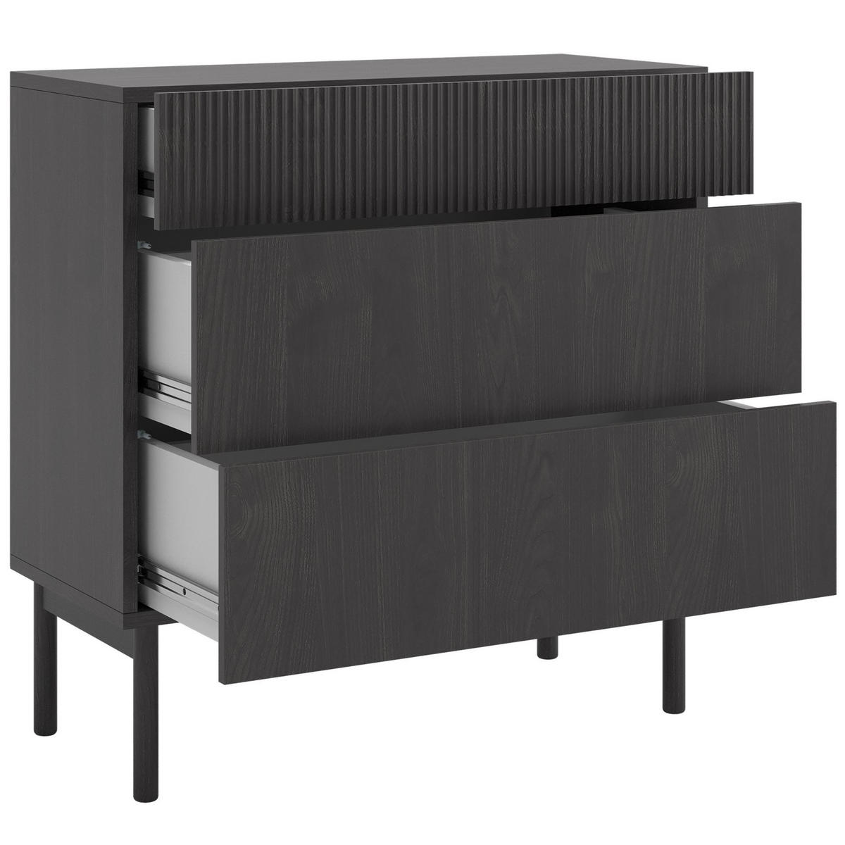 KOMMODE Nolie Holzoptik Esche Schwarz 90 cm - Schwarz, Holz/Holzwerkstoff (90/90.6/38cm) - Selsey