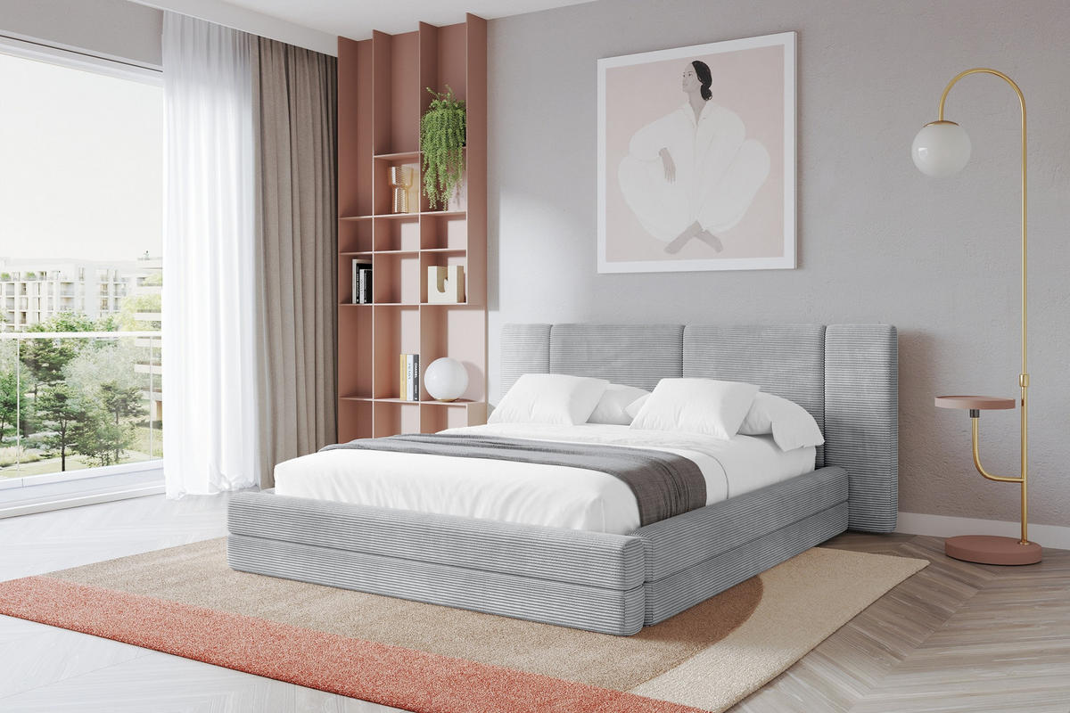 POLSTERBETT mit Bettkasten und Lattenrost, Bett mit Matratze H3/H4 - TEVO 160x200 Grau - Anthrazit, Holzwerkstoff/Textil (160/200cm) - ALTDECOR