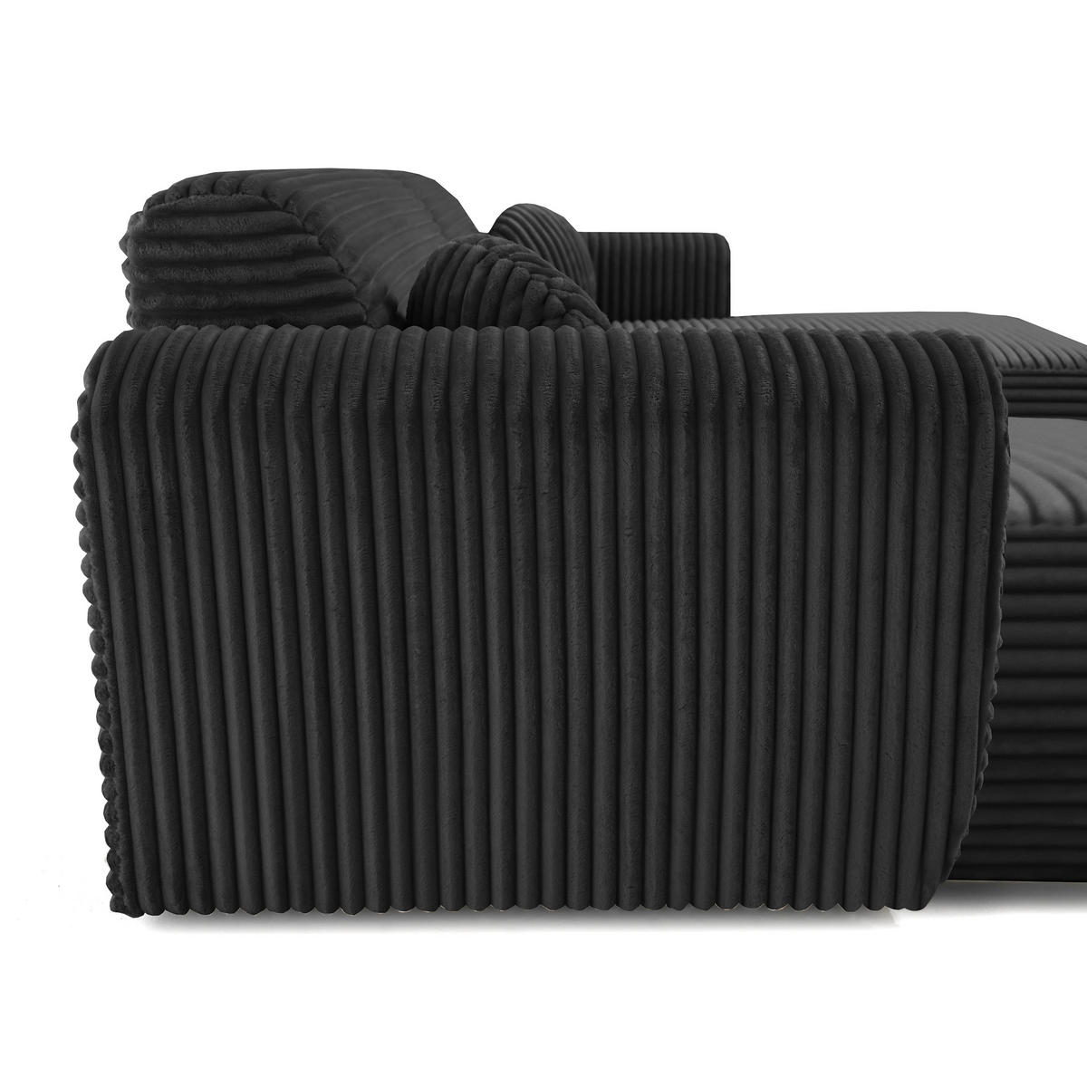 WOHNLANDSCHAFT Puerto U ohne Schlaffunktion, Schwarz, Cordstoff - Schwarz, Holzwerkstoff (363/76/170cm) - Beautysofa