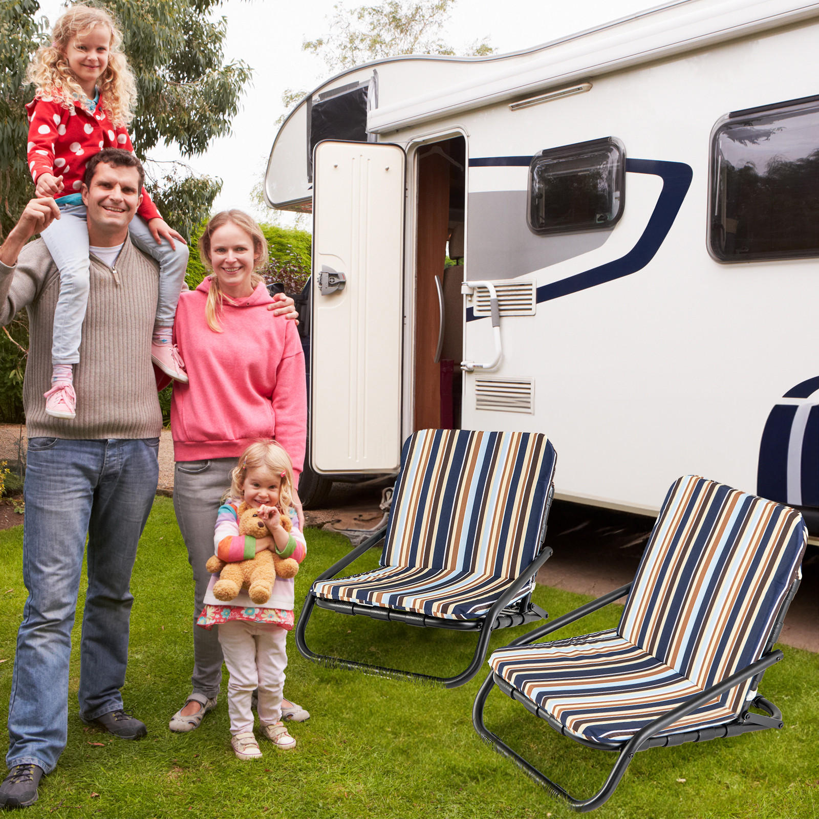 Thumbnail - Costway Strandstuhl, Blau, Metall, 50x46x67 cm, Gartenmöbel, Gartenstühle, Gartenstühle