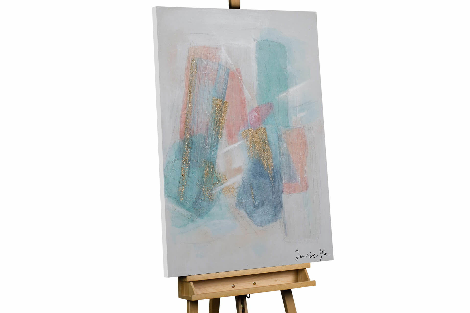 ACRYLBILD HANDGEMALT 75/100 cm - Beige/Weiß, Holz/Textil (1.4/100cm) - KUNSTLOFT