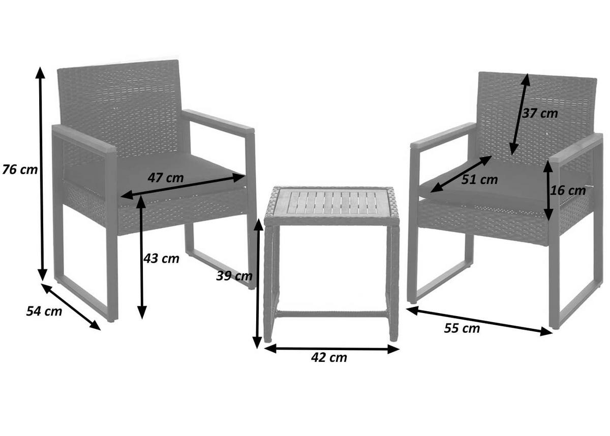POLY-RATTAN GARNITUR Schwarz - Schwarz, Kunststoff - MCW