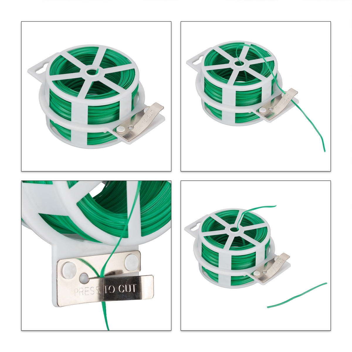 5XGARTENDRAHT - Grün, Kunststoff/Metall (13cm) - Relaxdays