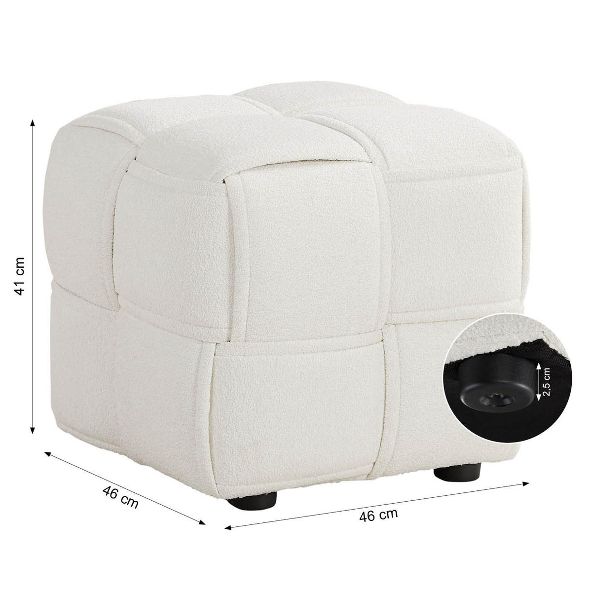 HOCKER Bouclé 46/41/46 cm in Beige - Beige, Textil (46/41/46cm) - Homestyle4u