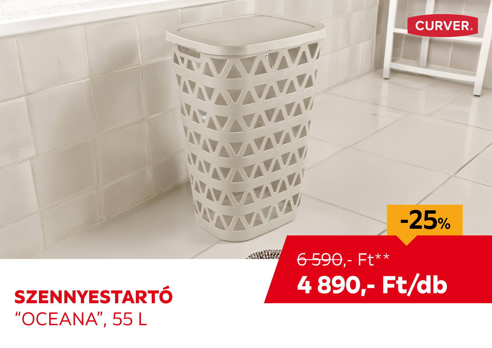 Szennyestartó "Oceana", 55 L Kiemelt termék 6590 Ft.- helyett 4890 Ft.-