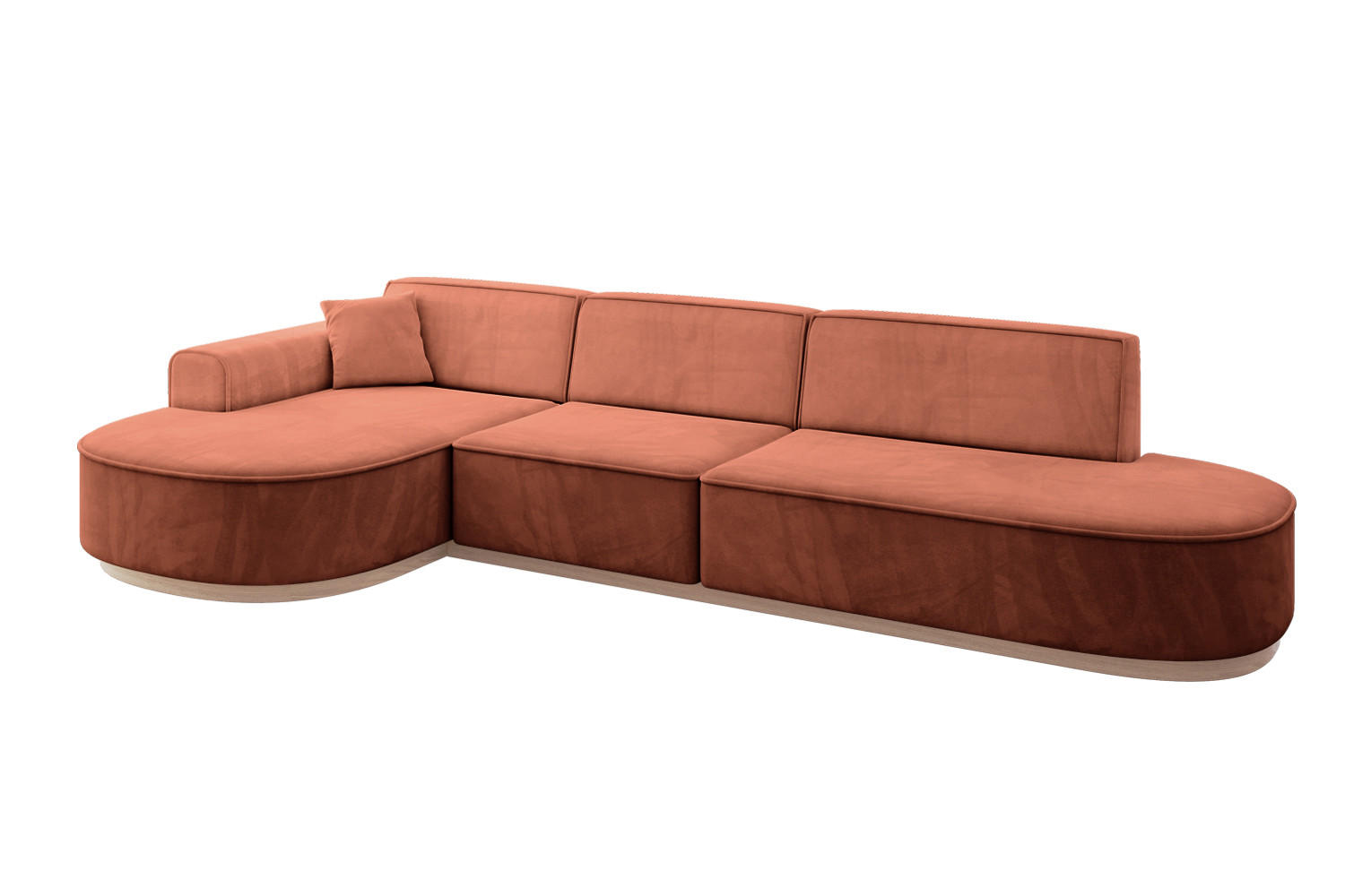 ECKSOFA Ottomane Links MARI-L2-v1 - 328x171x83 cm Koralle Velours - Koralle, Holzwerkstoff/Textil (328/171cm) - ALTDECOR
