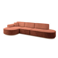 ECKSOFA Ottomane Links MARI-L2-v1 - 328x171x83 cm Koralle Velours - Koralle, Holzwerkstoff/Textil (328/171cm) - ALTDECOR