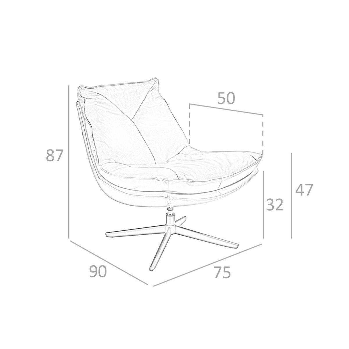DREHSESSEL aus braunem Leder - Schwarz/Braun, Leder/Metall (75/87/90cm) - ANGEL CERDA