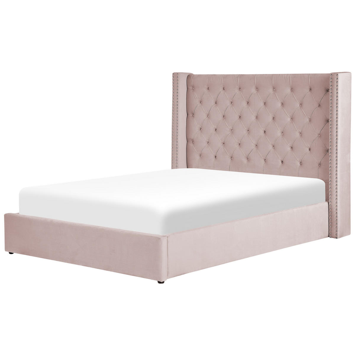 POLSTERBETT 160/200cm Pastellrosa Lubbon - Pink, Textil (160/200cm) - Beliani