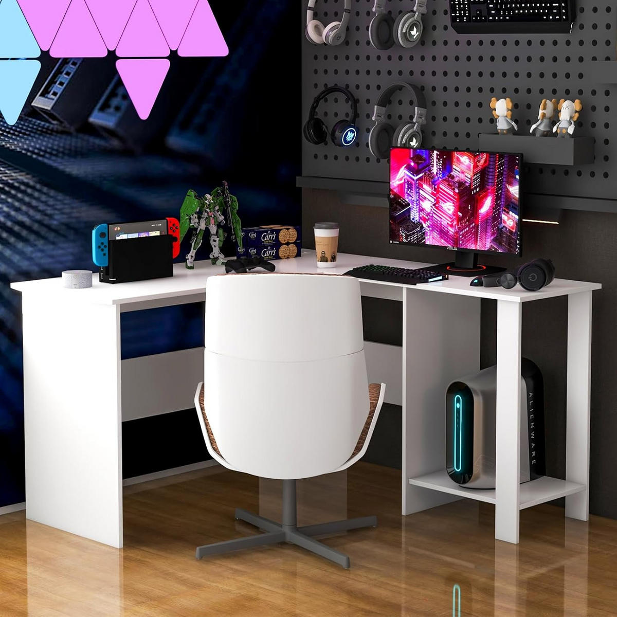 DATORBORD vitt - Vit, Träbaserade material (130/130/74cm) - COSTWAY
