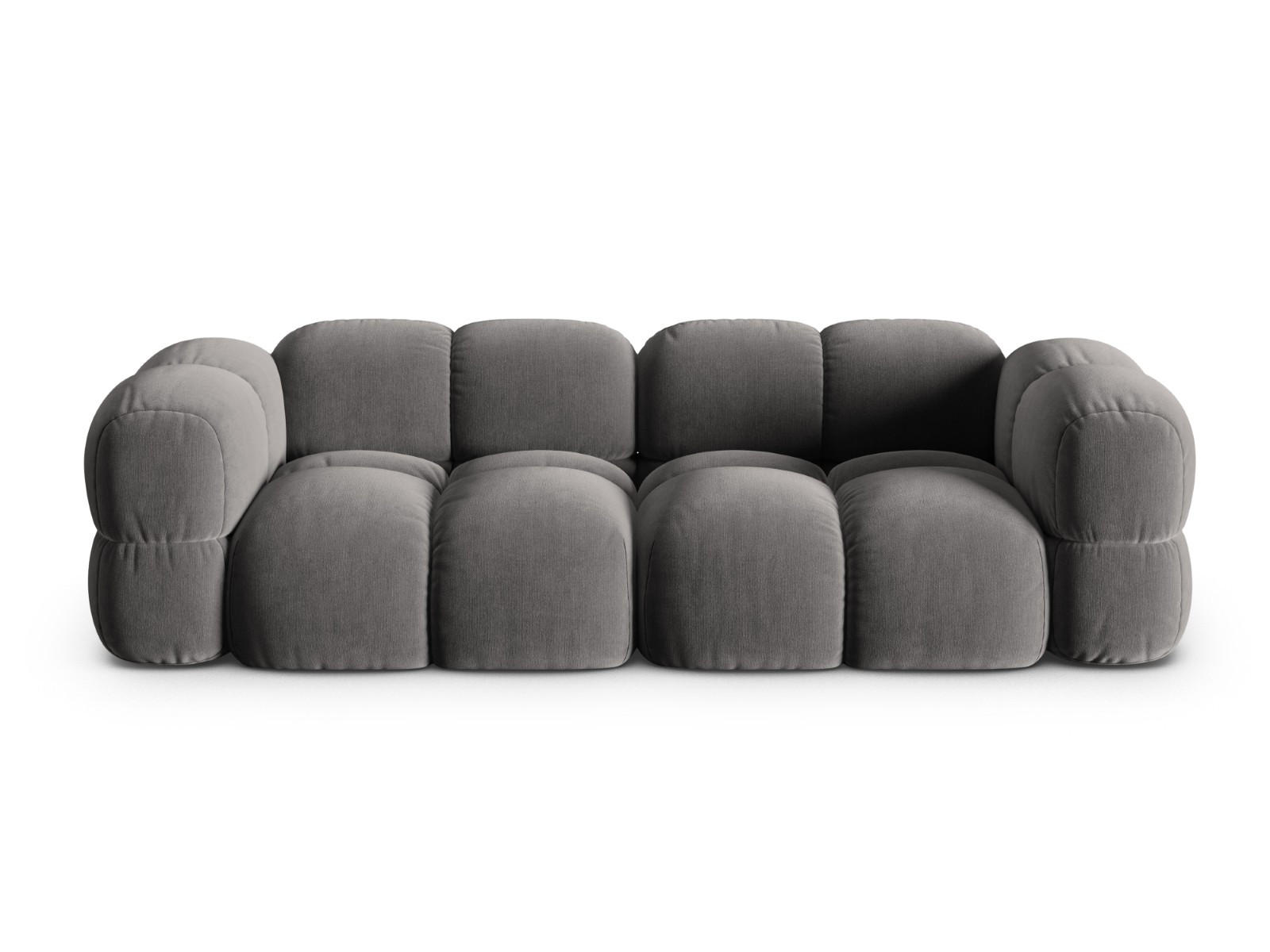 SOFA Loretto aus Samt grau 4 Sitzplätze - Grau, Textil (100/68/250cm) - Cosmopolitan Design