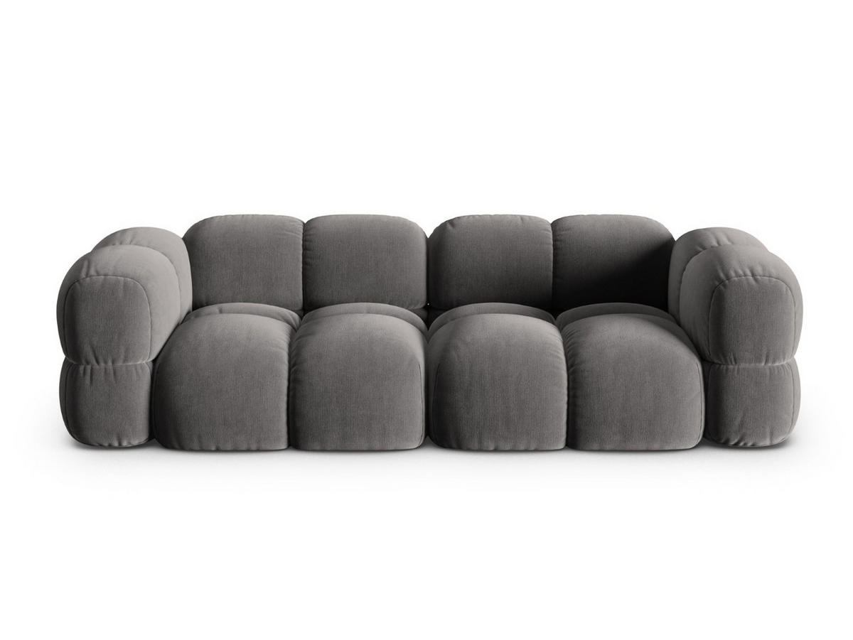 SOFA Loretto aus Samt grau 4 Sitzplätze - Grau, Textil (100/68/250cm) - Cosmopolitan Design