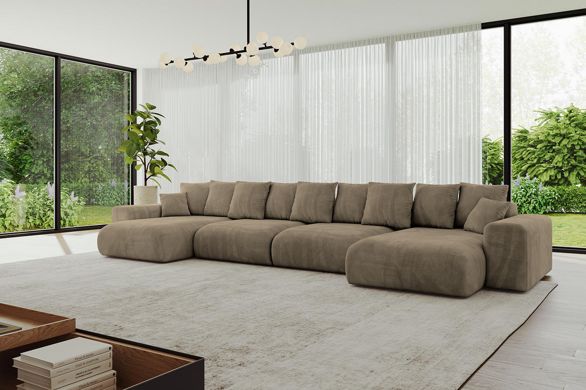 WOHNLANDSCHAFT mit Schlaffunktion ESKAR-U2-464x176x72cm Braun - Braun, Holzwerkstoff/Kunststoff (176/72/464cm) - ALTDECOR