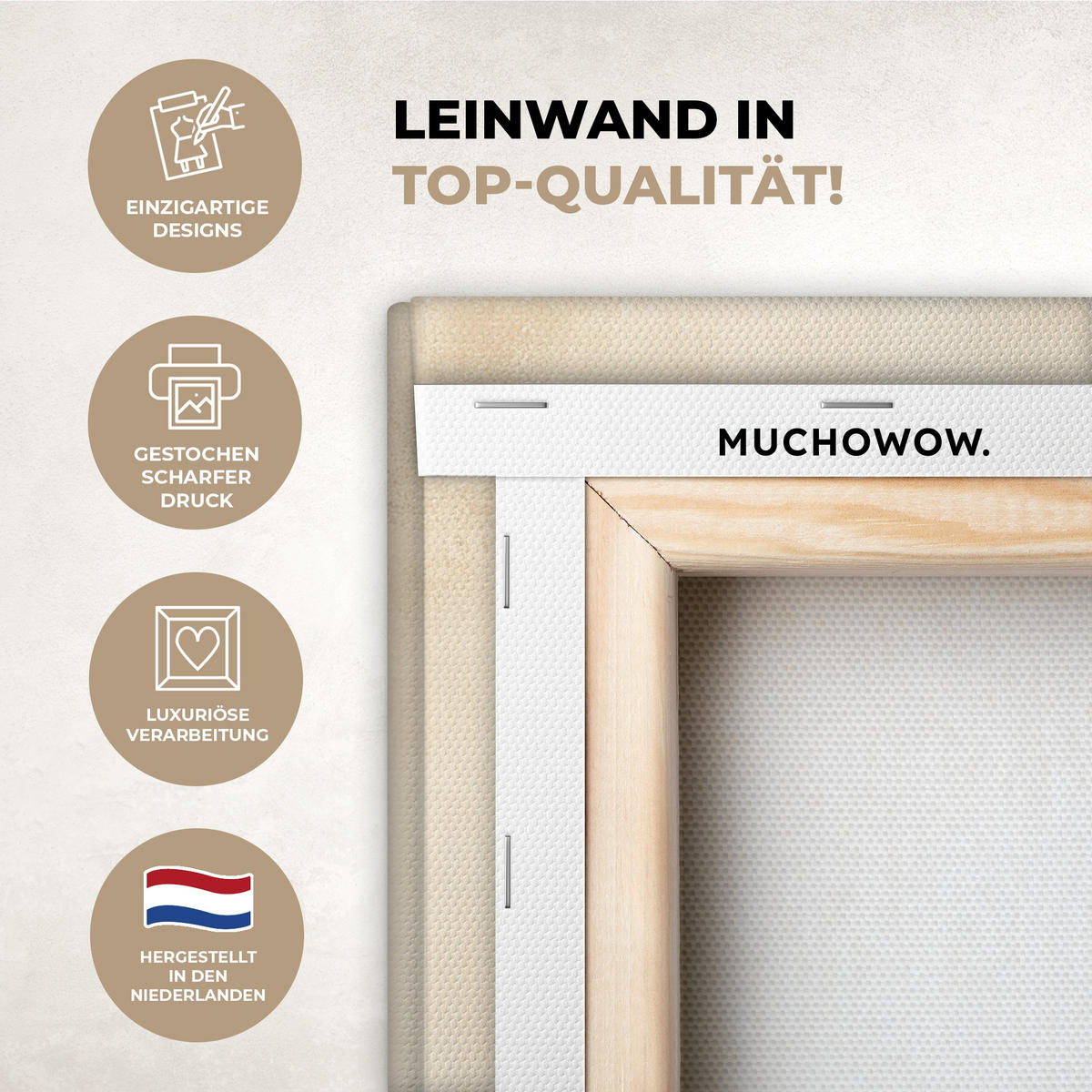 LEINWANDBILD Landschaft - Japandi - Vogel 60x80 cm - Beige, Textil (60/80cm) - MuchoWow