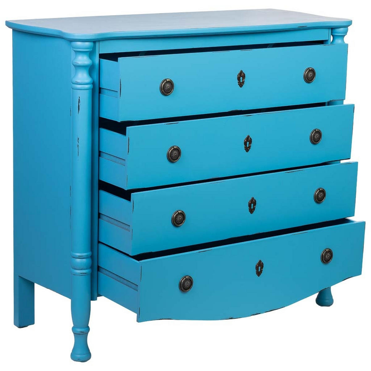 KOMMODE aus lackiertem Holz mit 4 Schubladen 100x40x90 cm - Blau, Holz (100/90/40cm) - Wanderlust
