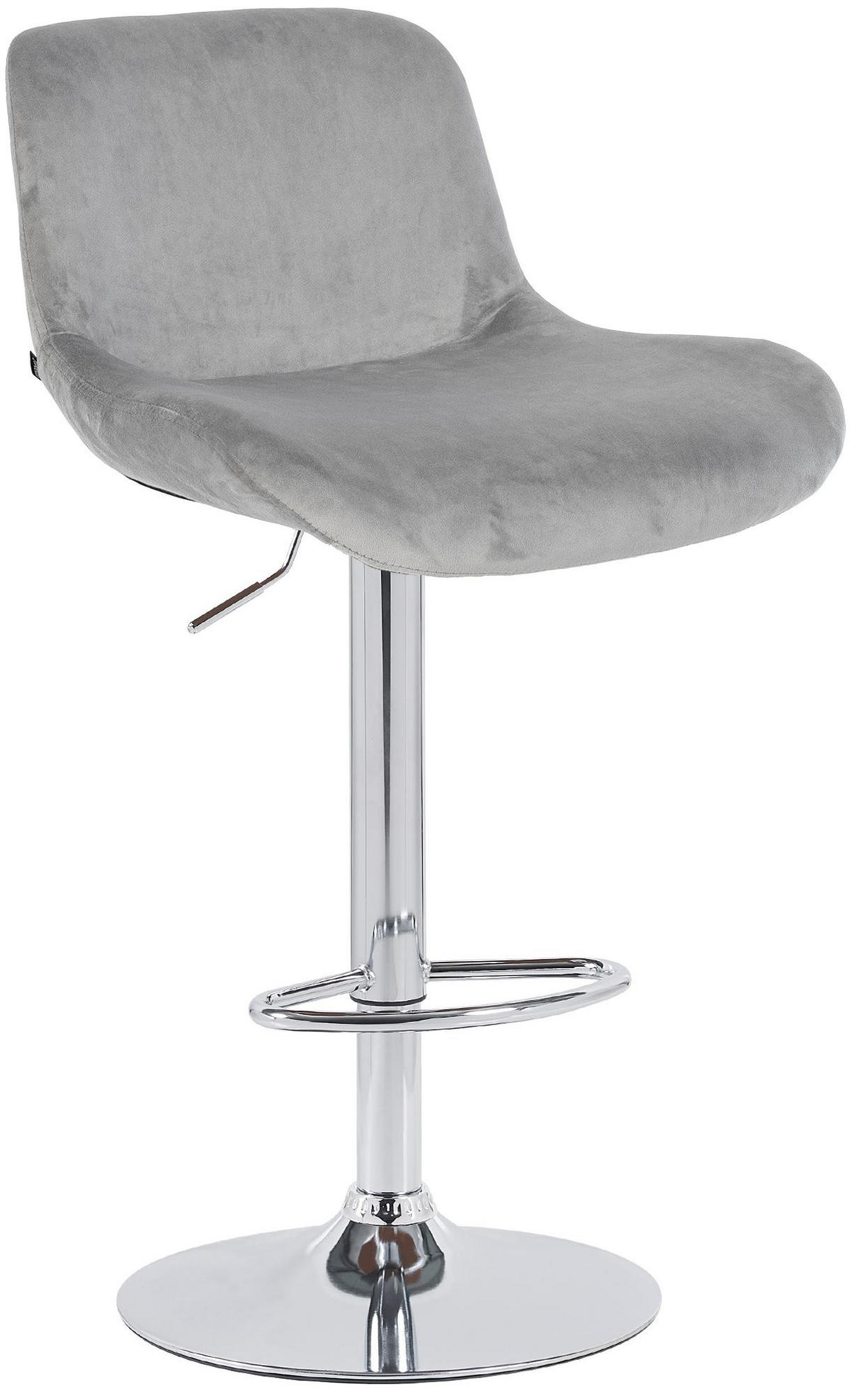 BARHOCKER Samt grau - Chromfarben/Grau, Textil/Metall (50/85/50cm) - CLP