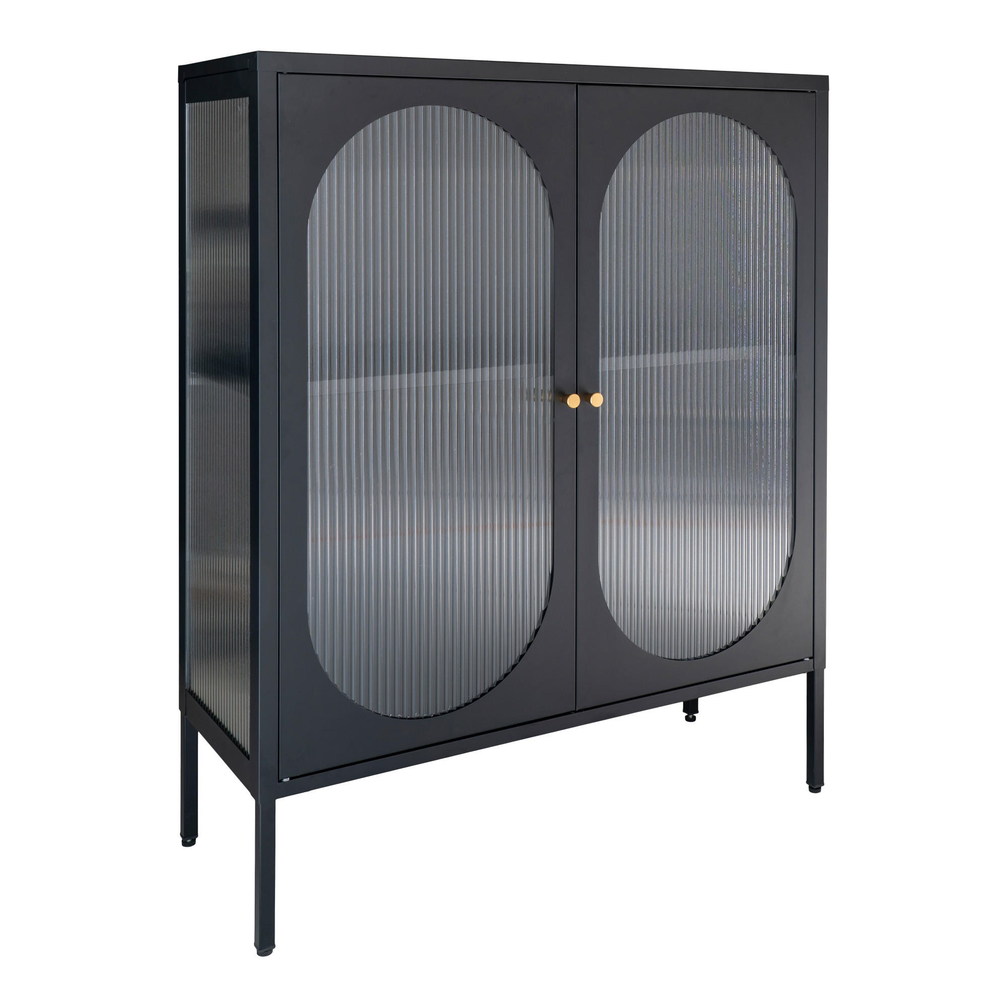 VITRINE Schwarz - Schwarz, Holzwerkstoff (90/110/35cm) - ebuy24