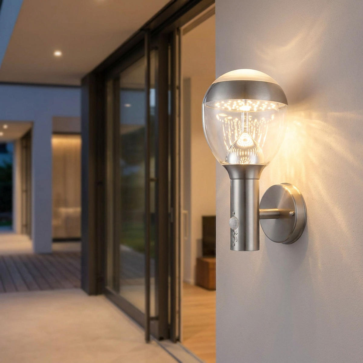 LED AUSSEN-WANDLEUCHTE Edelstahl Silber - Silberfarben, Metall (15/31.7/17.3cm) - Globo Lighting