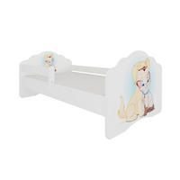 KINDERBETT Casimo weiß / Motiv Hund und Katze 88 / 164 / 63cm - Gelb/Weiß, Holz/Holzwerkstoff (80/160cm) - Feldmann-Wohnen