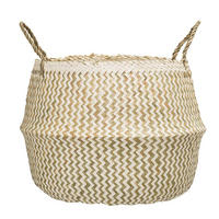 KORB mit Griff aus Seegras in Natur und Weiß Ø42/H34 cm - Naturfarben, Naturmaterialien (42/42/34cm) - Bloomingville