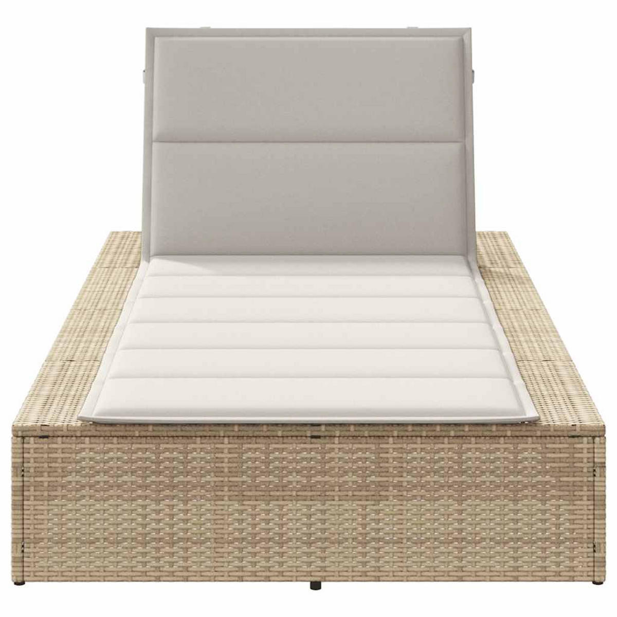 SONNENLIEGE Mit Schwebender Auflage Beige Poly Rattan - Beige, Kunststoff (210/79/100cm) - vidaXL
