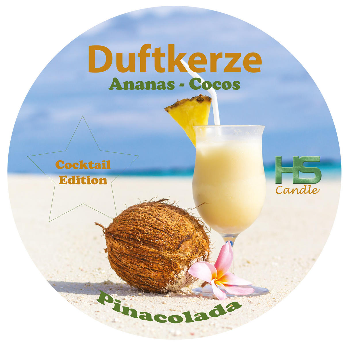 DUFTKERZE "Cocktail Edition" Pina Colada - Creme, Naturmaterialien (13/8cm)