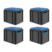 EUROBOX 4x NextGen Seat Blau, HxBxT 36,5x30x40cm, 30 Liter, Griffe offen, Schwarz - Schwarz, Kunststoff (30/36.5/40cm) - PROREGAL