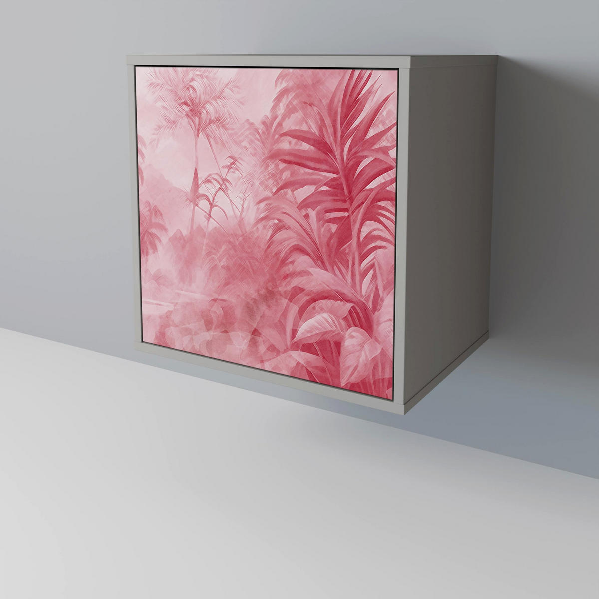 SIDEBOARD SWEET TROPICS, Grau, 57,5x42x70,5 cm, Schwarze Metall-Sternfüße - Multicolor/Schwarz, Holzwerkstoff/Metall (57.5/70.5/42cm) - SpaceRebels