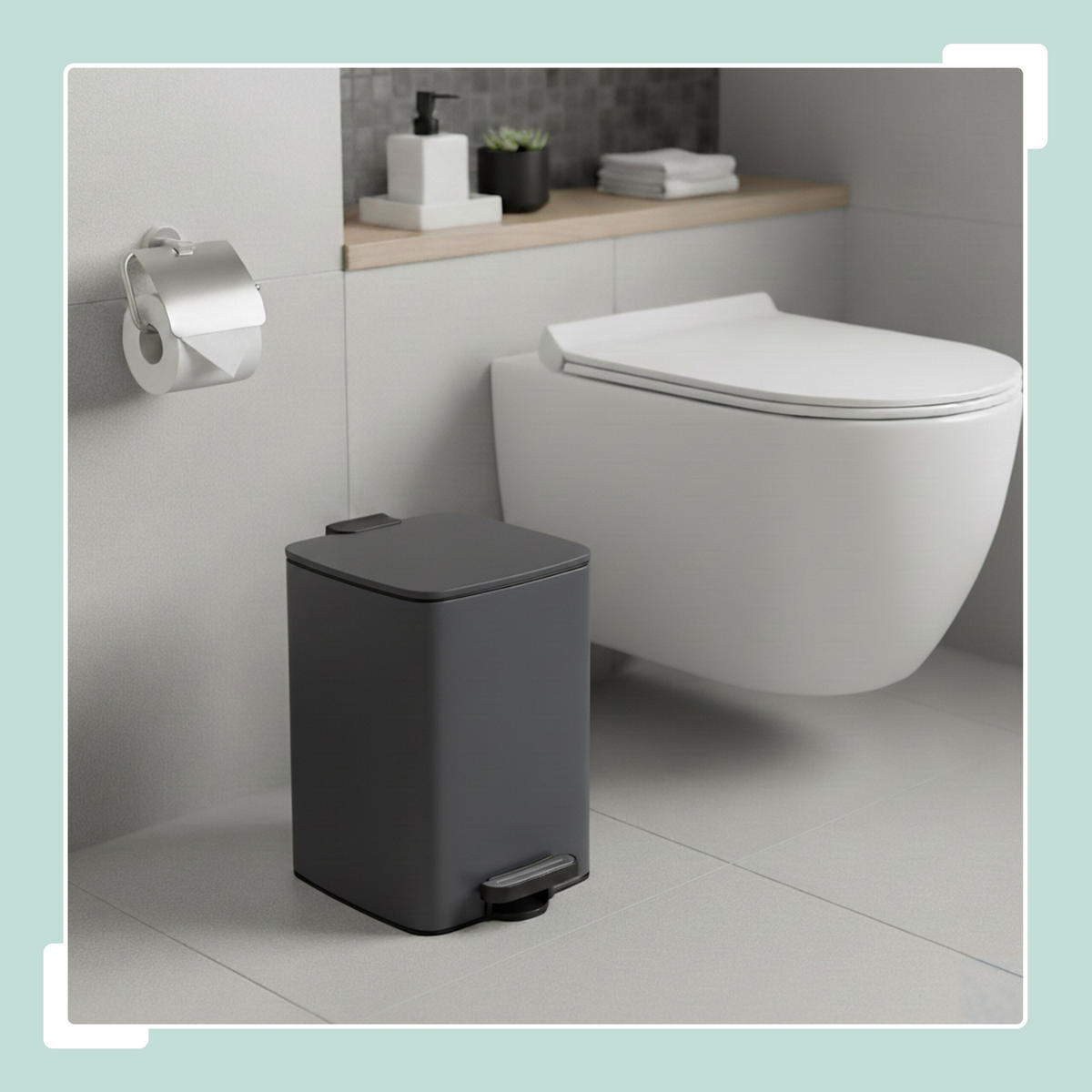 MÜLLEIMER - Grau, Kunststoff/Metall (25/33/30cm) - Relaxdays