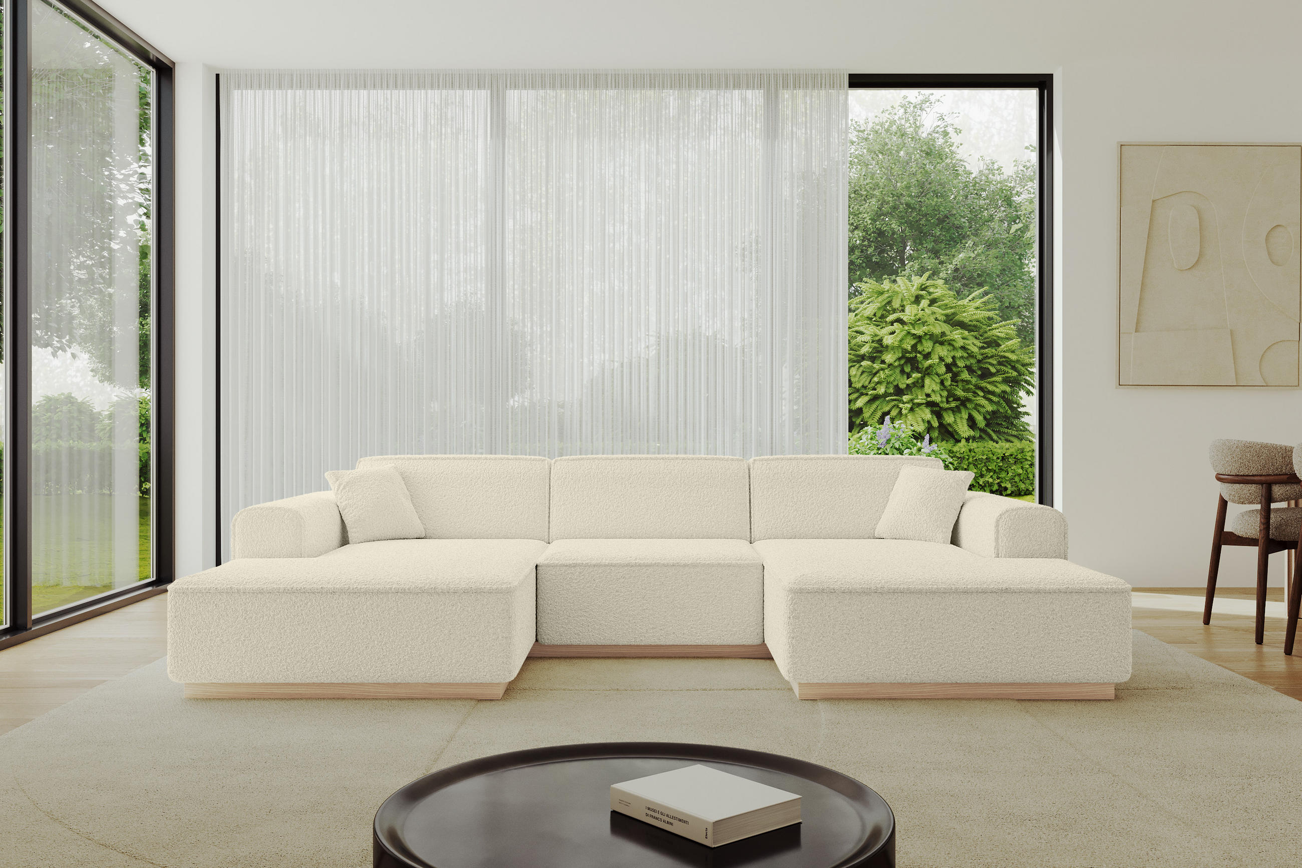 WOHNLANDSCHAFT IREA-U1 - 303x171x83 cm Beige - Champagner/Creme, Holzwerkstoff/Textil (303/83/171cm) - ALTDECOR