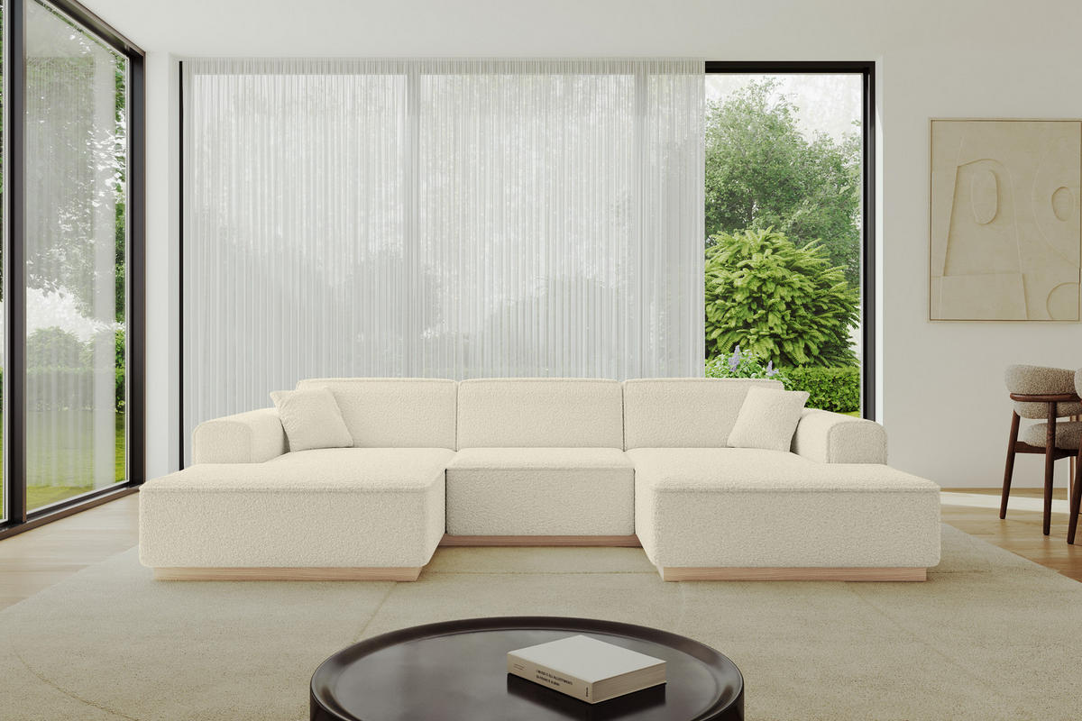 WOHNLANDSCHAFT IREA-U1 - 303x171x83 cm Beige - Champagner/Creme, Holzwerkstoff/Textil (303/83/171cm) - ALTDECOR