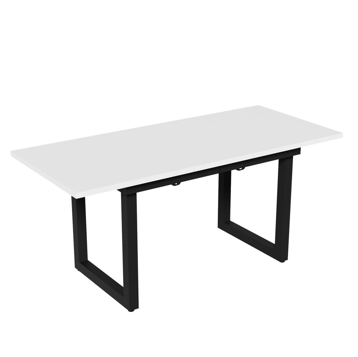 RAZTEGLJIVA jedilna miza 140/180/80/75 cm v industrijskem slogu, stabilen jeklen okvir, Bela/Črna - bela, leseni material (180/80/75cm) - Redom