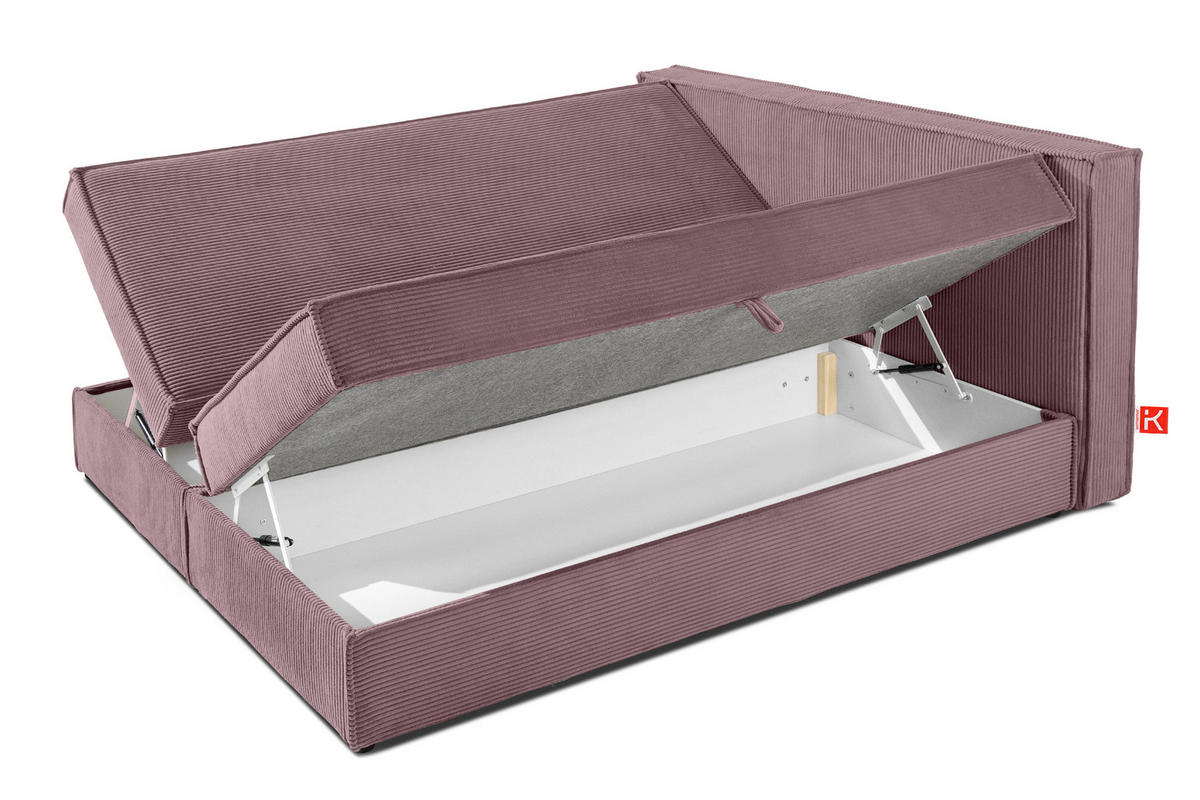 BOXSPRINGBETT ROTI mit Stauraum, hellviolett - Violett/Schwarz, Holz/Holzwerkstoff (160/200cm) - KONSIMO®