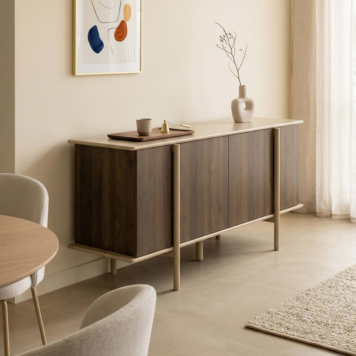 SIDEBOARD mit 4 Türen, taupe - Taupe, Holz (180/75/40cm) - Oviala