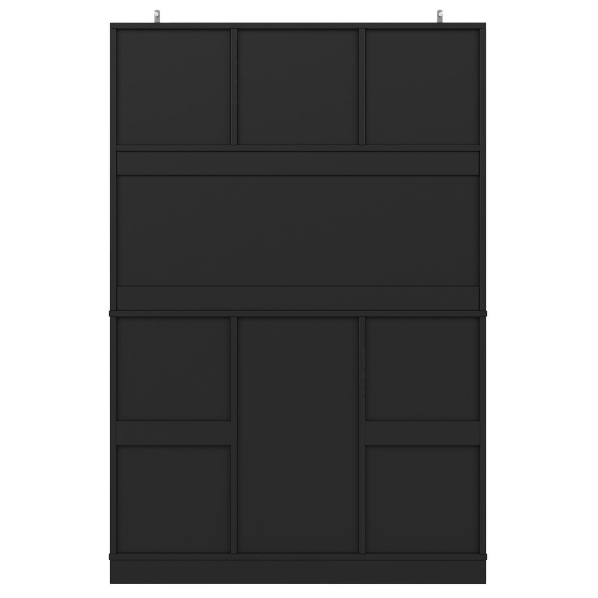 KÜCHENSCHRANK 120x40x188 cm, 4 Türen, 2 Schubladen, Weinregal, Schwarz - Schwarz, Holzwerkstoff (120/188/40cm) - FOHERE